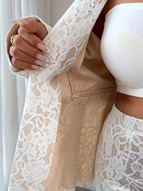 Apricot Elegant Women's Royal Suit 2-Piece Jacket and Pants Set - Picture 6 of 6